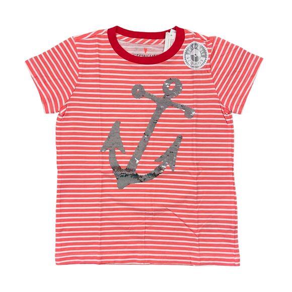 NWT J. Crew Girls' Pink, Red & White W/Flippable Sequin Anchor T-Shirt - Picture 1 of 12